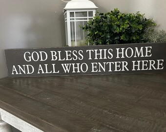 God Bless This Home Sign, Distressed Wood, Entryway Decor