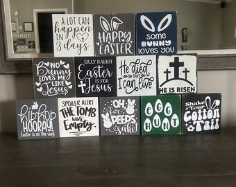 Hand Painted Easter Wood Sign, Tiered Tray Decor