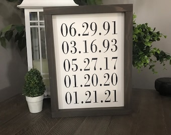 Important Dates Sign, Birthday Sign, Anniversary Sign, Wood Sign, Dates I love, kids sign, days sign, grandparents sign, personalized, frame