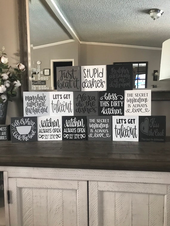 Black and white kitchen sign