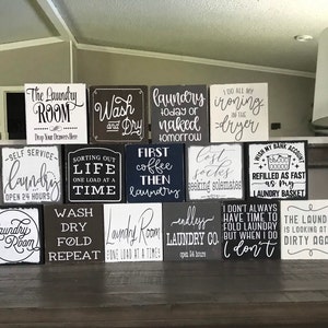 Kleine wasborden, wasplankdecor, miniborden, wasmachine en drogerdecor, rustieke was, grappige was, boerderij, zwart, wit, grijs,