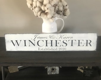 Last name sign, wedding sign, established, couples name sign, wedding gift, bride groom sign, distressed wedding sign, farmhouse, wood sign