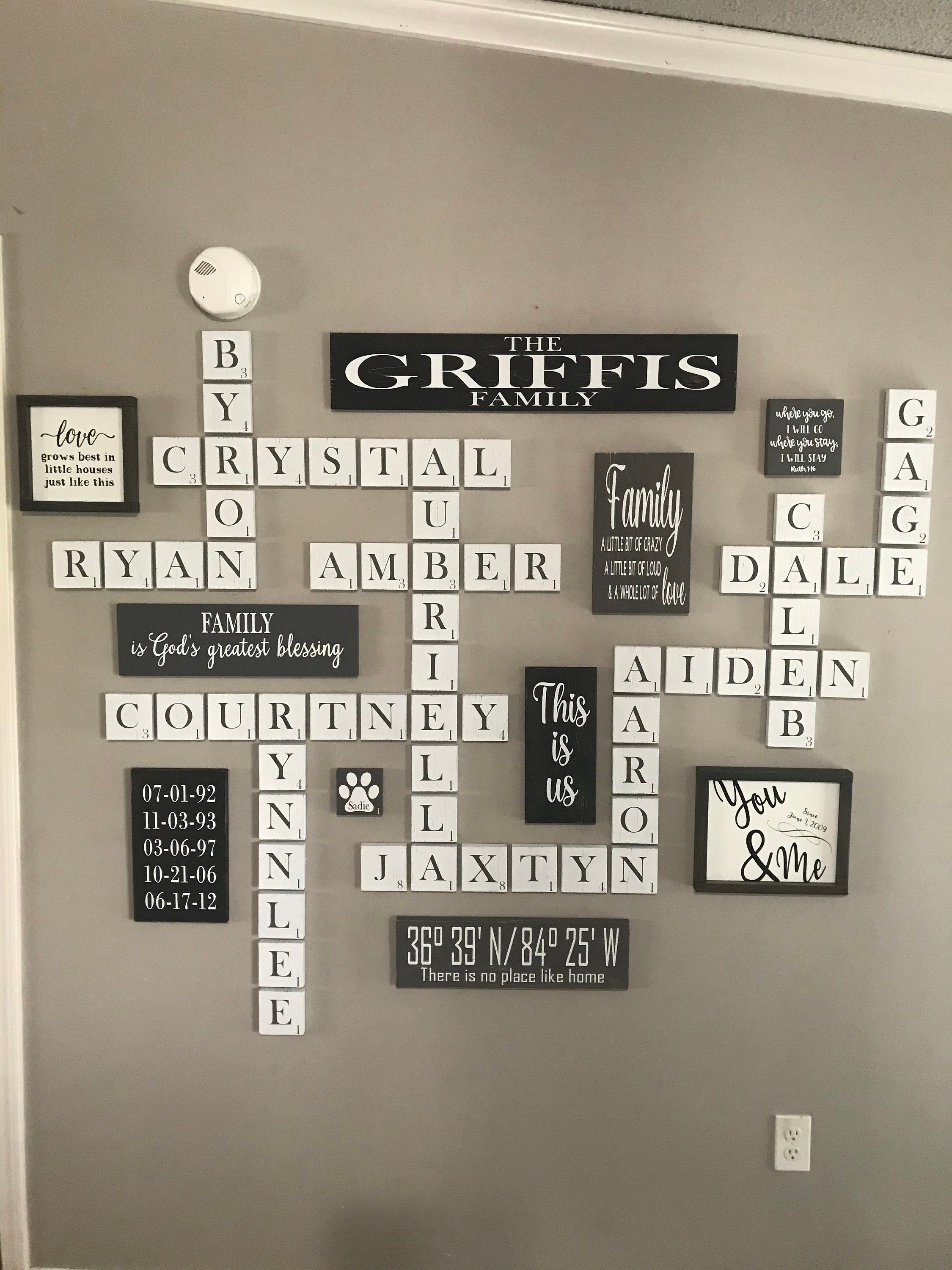 Distressed Black White Scrabble Scrabble Wall Tiles Wall Etsy Canada