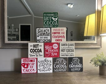 Christmas kitchen sings, Hot cocoa sign, Hot Chocolate sign, Funny holiday signs, Christmas decor, Tier tray signs, Hot chocolate bar