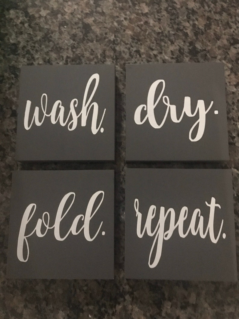 Laundry Room Wood Sign Set, Farmhouse Decor, Wash Dry Fold Repeat - Etsy