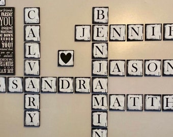 Large Scrabble wood Tiles , 5.5" wood tiles blocks, tile Wall art, Farmhouse Style Decor,  Personalized Sign, Wood Letter