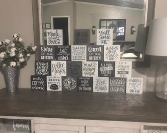 Kitchen coffee signs, small wood sign, block sign, coffee bar sign, farmhouse kitchen decor, funny kitchen, pun kitchen sign, kitchen plaque