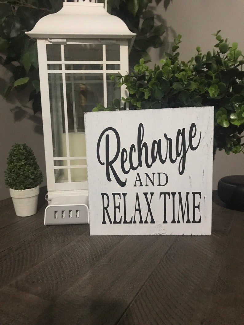 Relax Recharge Sign, Charging Station Sign, Rustic, Farmhouse, Wood ...