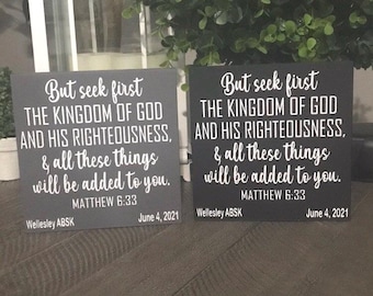 Matthew 6:33 Wood Sign, Personalized Bible Verse, Small Religious Decor