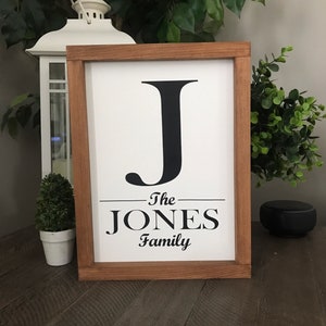 Monogrammed last name sign, last name initials sign, personalized name, name sign, framed, customized name sign, 9x12