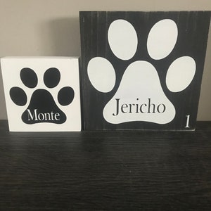 Personalisiertes Namensschild für Hunde, Pfotenabdruck Name, Hundehütte Zeichen, Haustier Zeichen, Regal Dekor, personalisiertes Hundeschild
