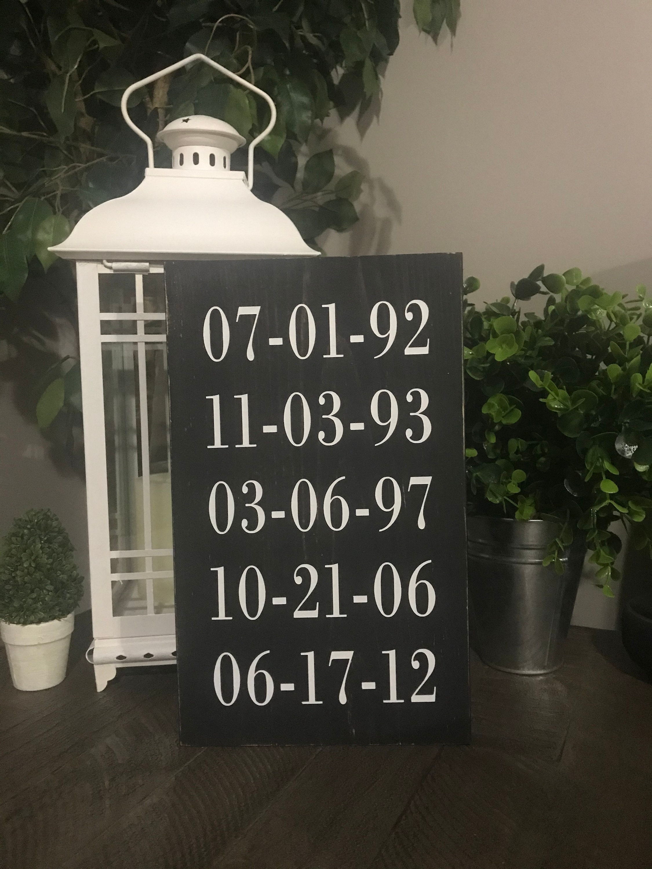 Birth Dates Sign, Birthday Sign, Anniversary Sign, Wood Sign, Distressed, kids, grandparent sign, rustic, white, gray, black, unframed