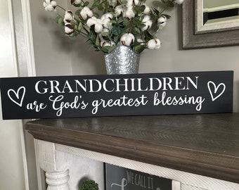 Grandchildren are God’s Greatest Blessing sign, family sign, grandkids sign, religious sign,grandparents, blessing sign, gift, white, black