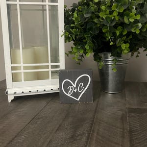 Heart with initials sign, rustic wood couples sign, scrabble wall decor, wedding reception decor, custom colors and sizes.