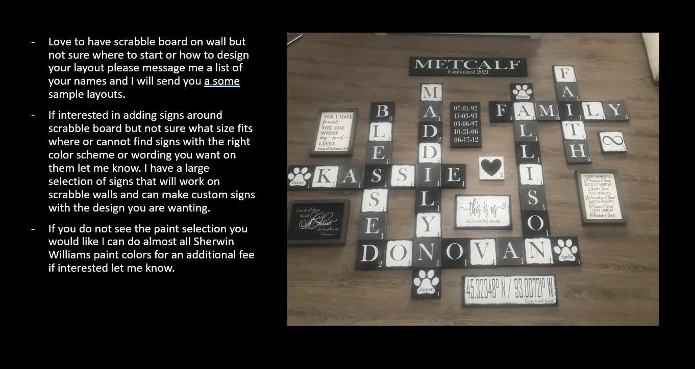 Painted Scrabble Wall Letters, Family Name Tiles, Solid or Distressed ...