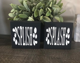 Splish Splash Bathroom Wood Sign Set, Kids Bath Decor