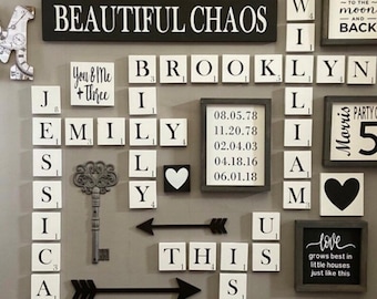 scrabble wall tiles, wood scrabble letters, 5.5 inch, 3.5 inch, family, home, love, letter blocks, letter tiles, family name, big