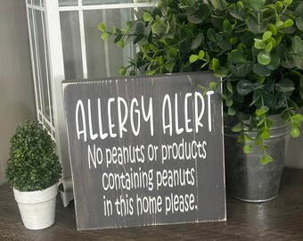 Peanut Allergy Alert home sign, food allergy alert for home, you chose colors