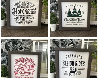 Christmas Signs Set: Hot Cocoa, Reindeer Rides, Tree Farm, Candy Cane