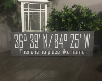 Longitude latitude sign, coordinates sign, wall hanging, military sign, distressed, rustic, personalized gift, home