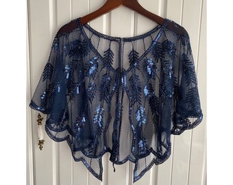 navy blue sequin shawl