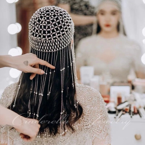 1920s Pearl Hair Cap Headpiece Roaring 20s Beaded Flapper - Etsy 1920s Pearl Hair Cap Headpiece Roaring 20s Beaded Flapper - Etsy