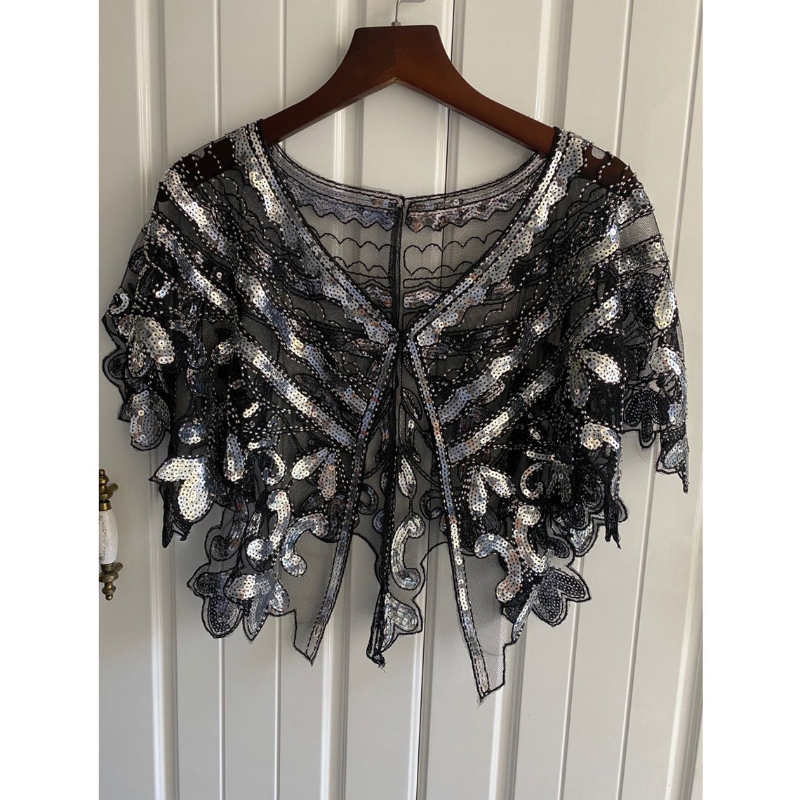 Châle Soirée Années 20 EORUBE - Paillettes Et Perles - Style Gatsby Et Flapper - Pour Mariage Et Fêtes Thématiques