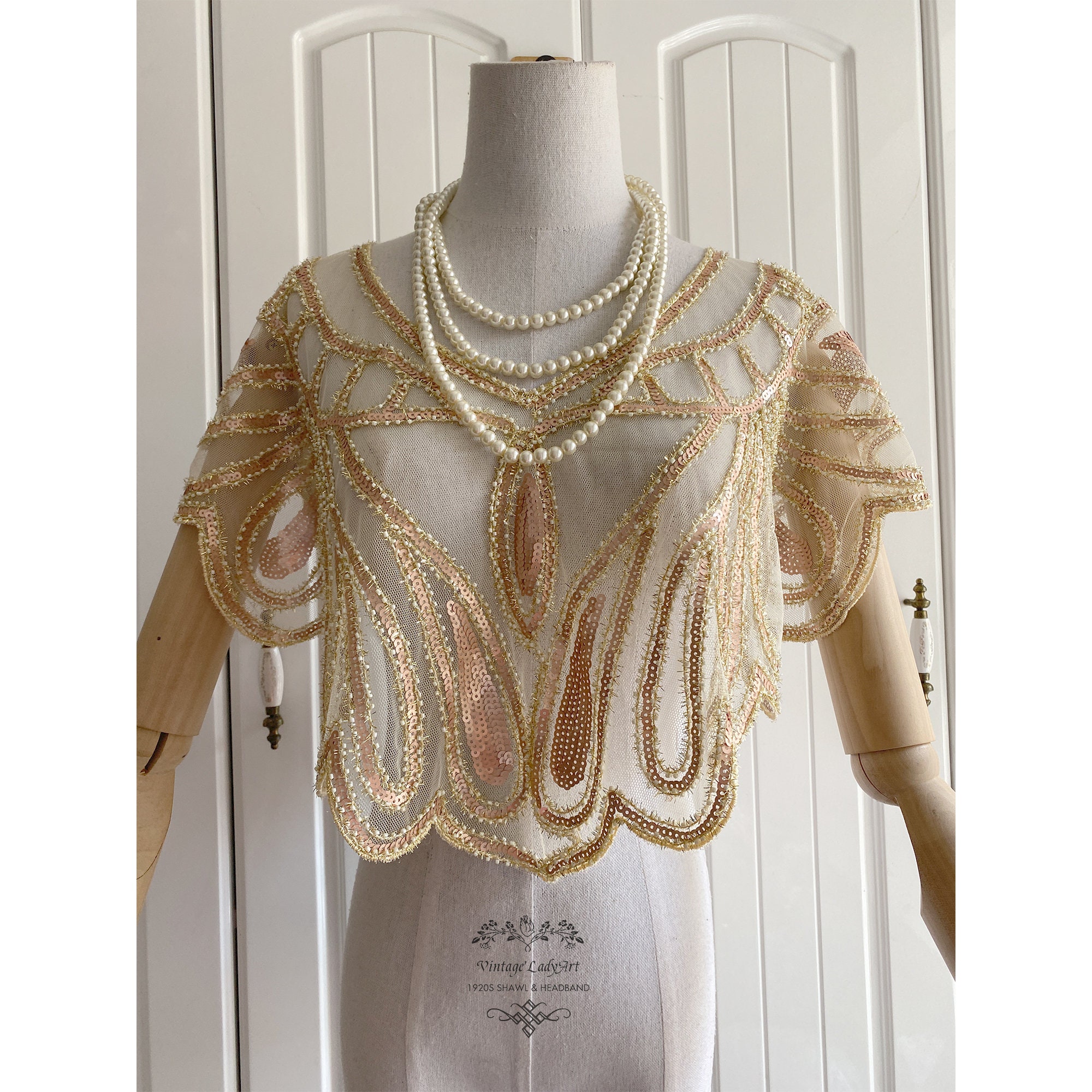 1920s sequin bridal shawl