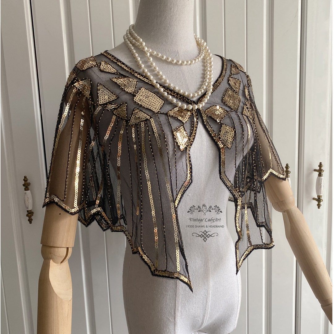 1920s Vintage Gatsby Shawl Wraps Sequin Beaded Evening Cape - Etsy