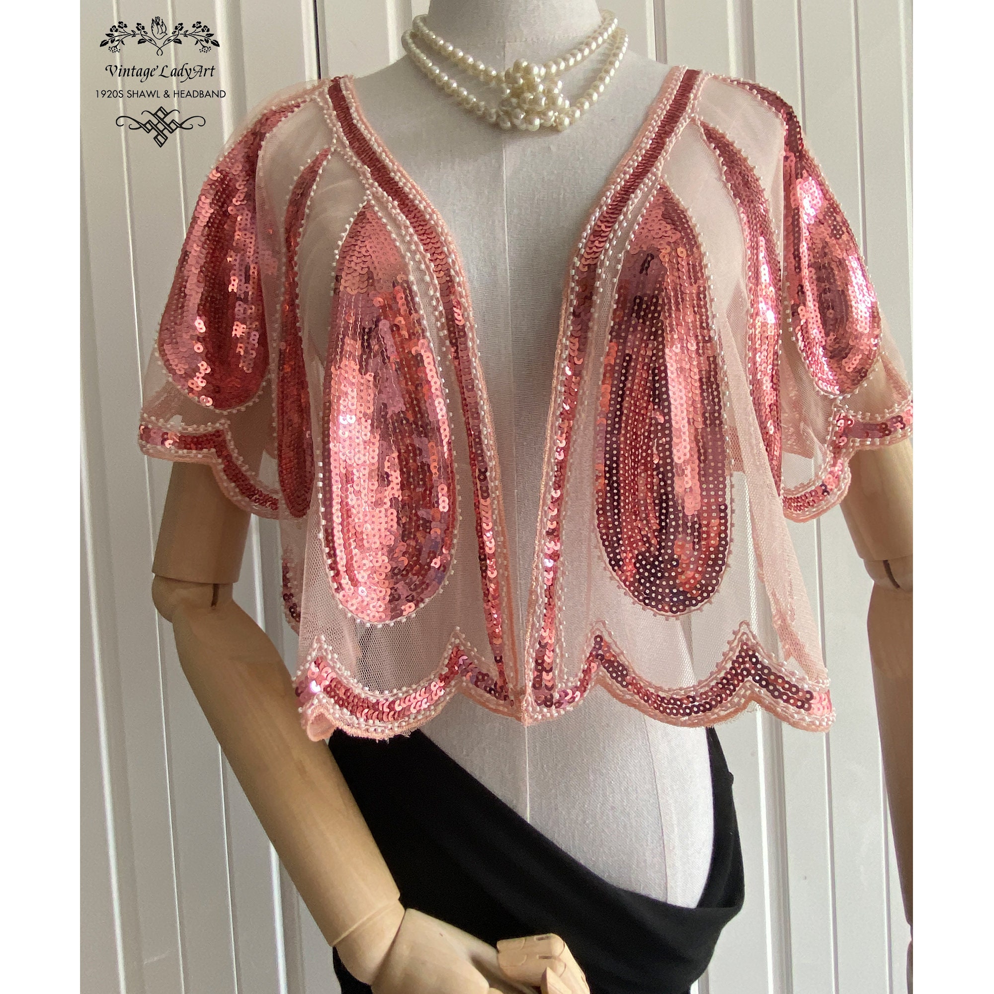 1920s sequin bridal shawl