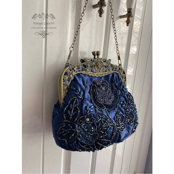 Sequin Floral Evening Frame Bag, Elegant Dinner Clutch Purse