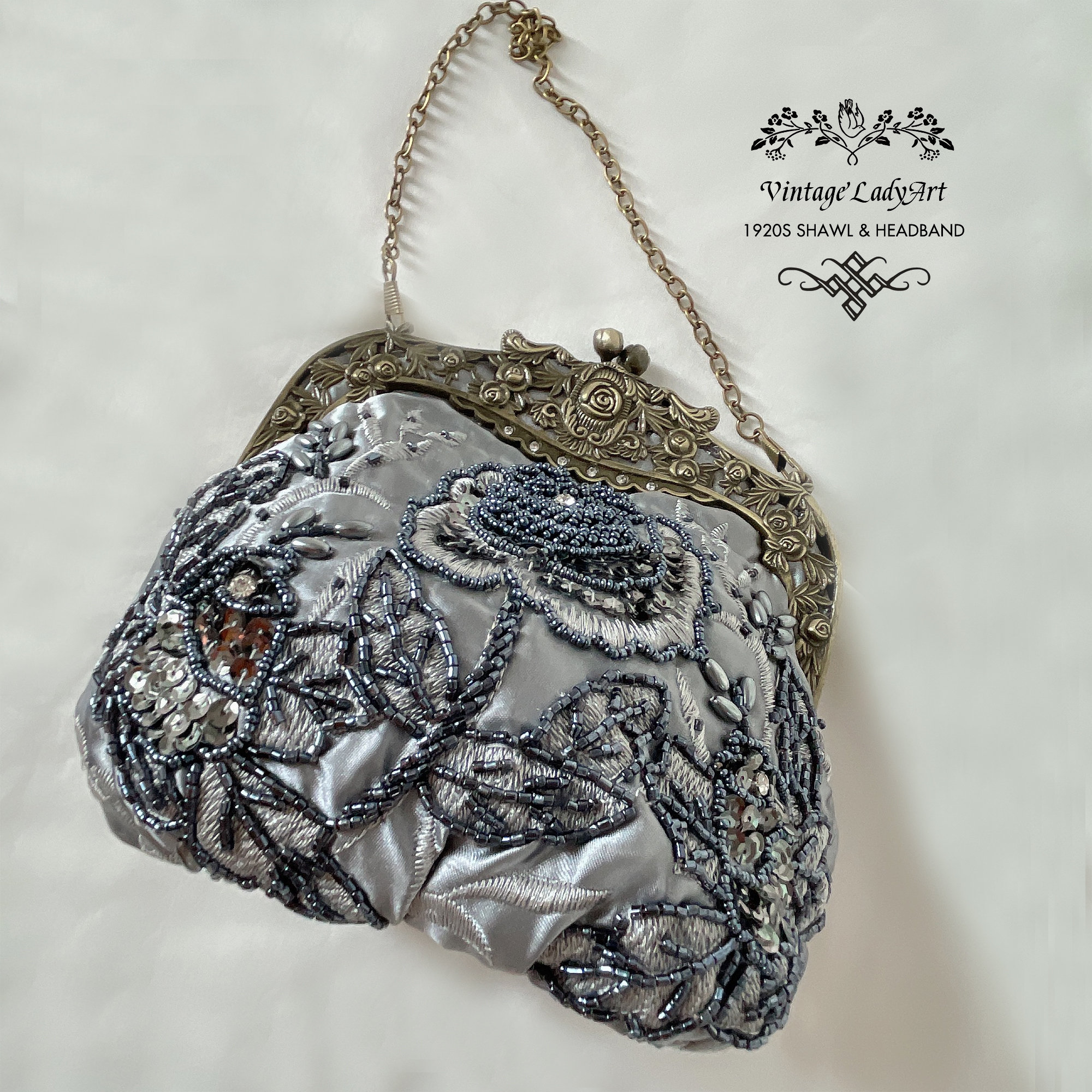 Roaring 20s Vintage Evening Bag For Women Beaded Flower Sequin Pearl Wedding Purse Party Bridal Handbag Clutch Bag 1920s Gatsby Accessories