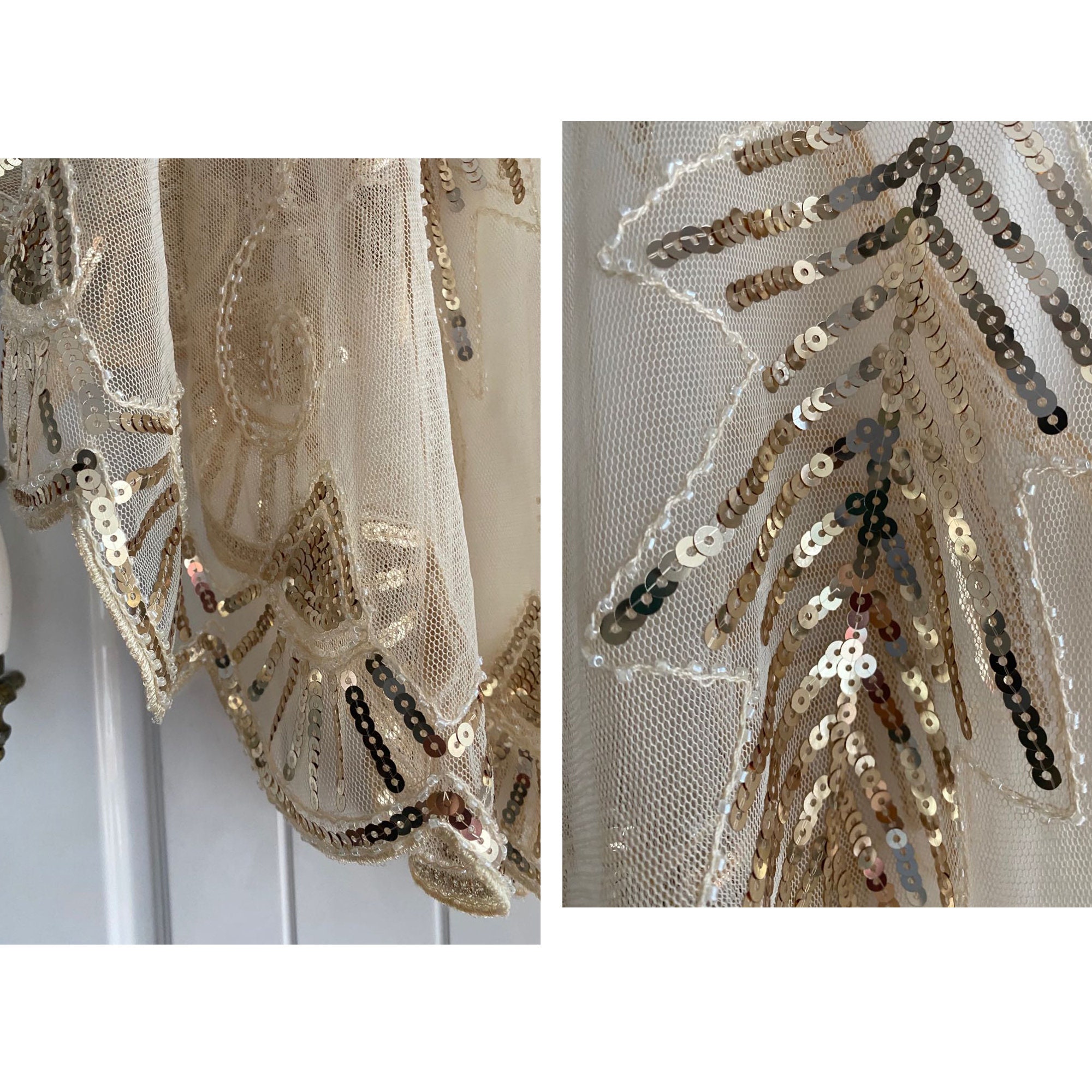 Women's Shawl Wrap Deco Bridal Beaded Vintage Sequin Etsy