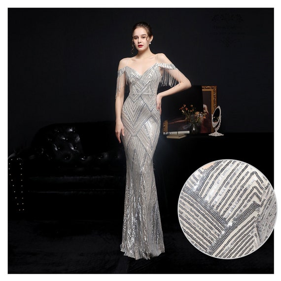 Sensational Sequin Fringe Belt & Mini Dress Set - Black/Silver Large