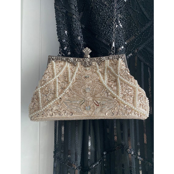 Vintage Style Evening Bag for Women Beaded Sequin Pearl 