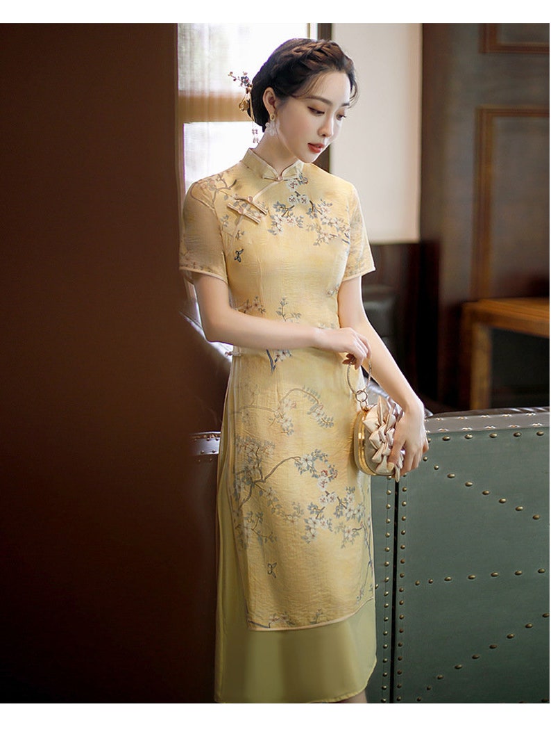 Classic Jacquard Flower Surface Qipao