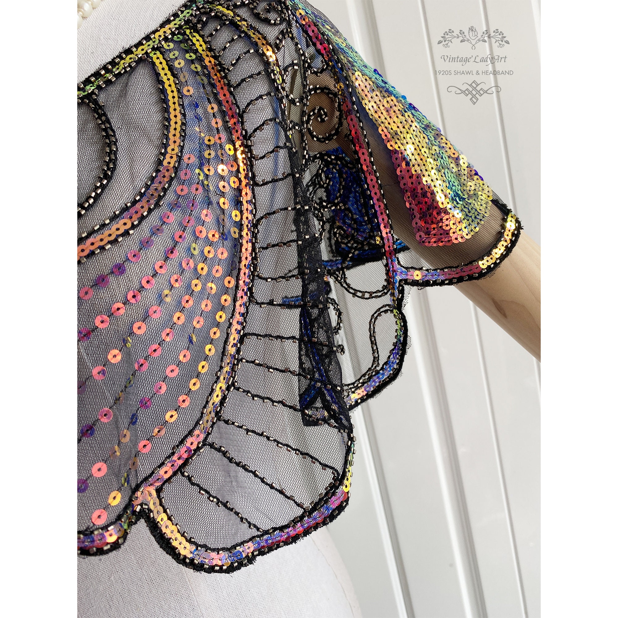 1920s sequin bridal shawl