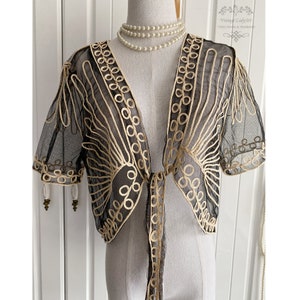 Unique Vintage Mesh Wrap Jacket 1920s Shawl Wedding Cape Bolero Shrug Wraps Women Shawl Jacket Evening Flapper Bolero Wraps