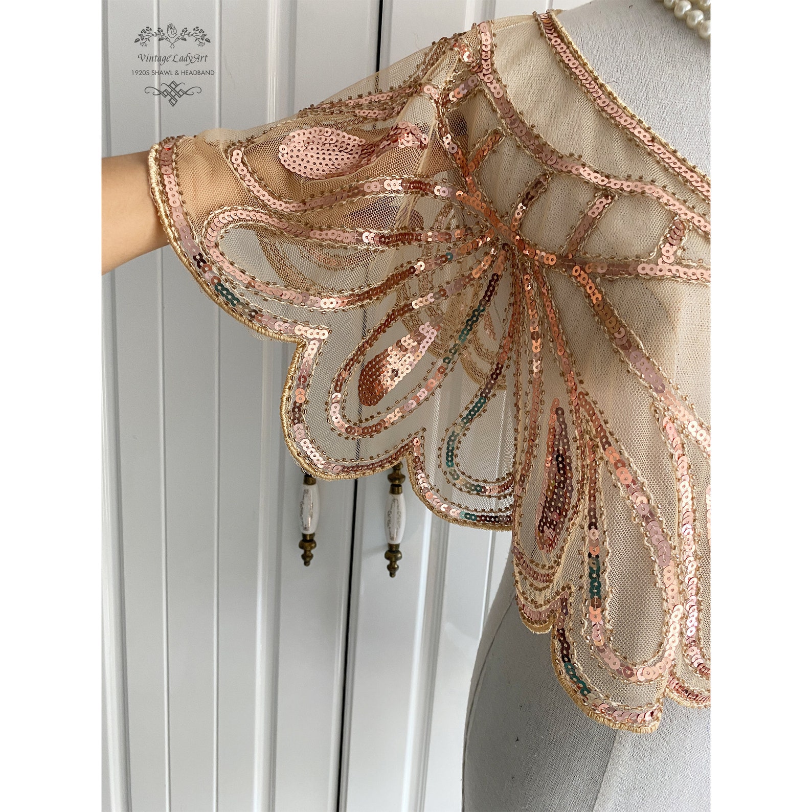 1920s sequin bridal shawl