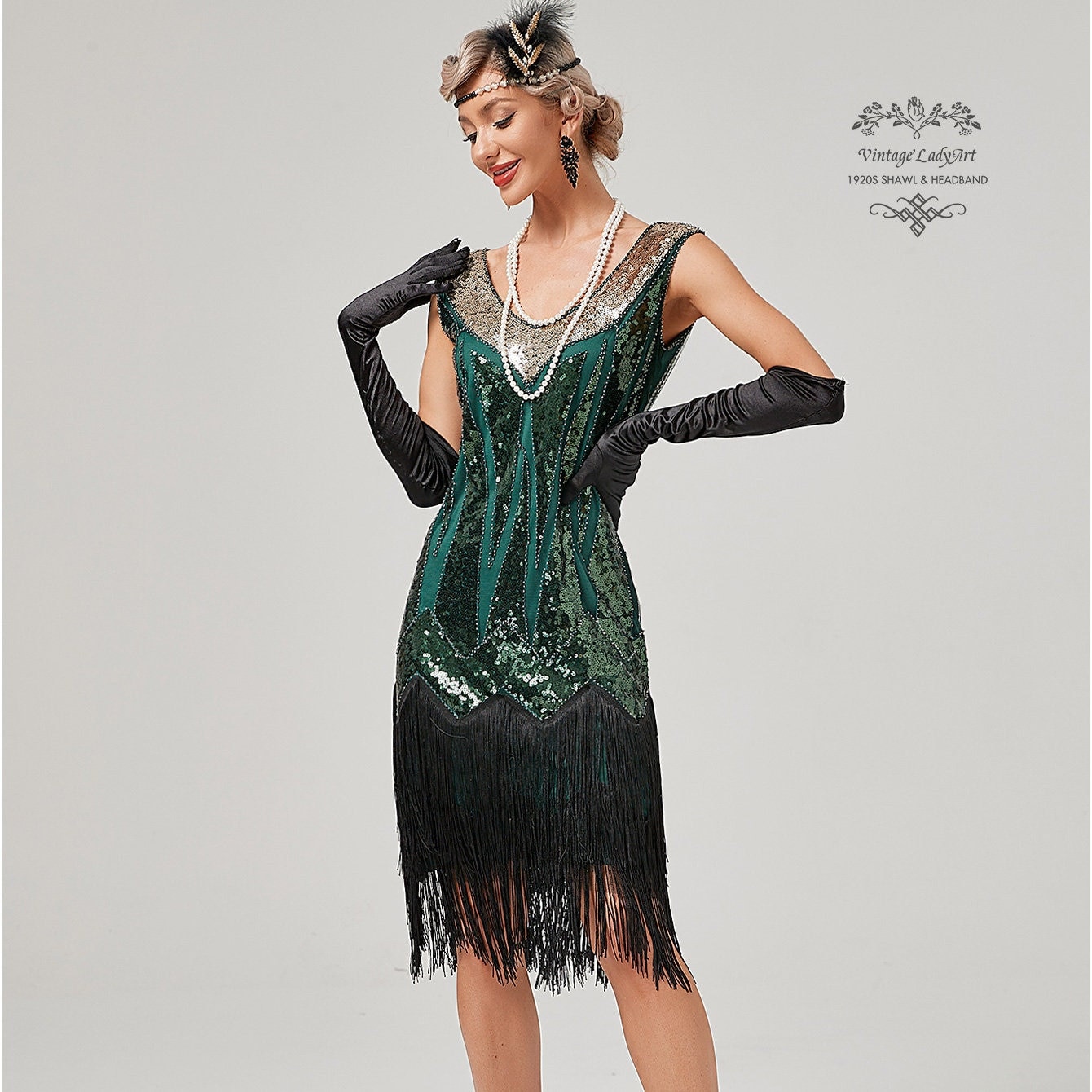 1920 Grande Gatsby Ispirato, Charleston Abito da sposa, Abito da