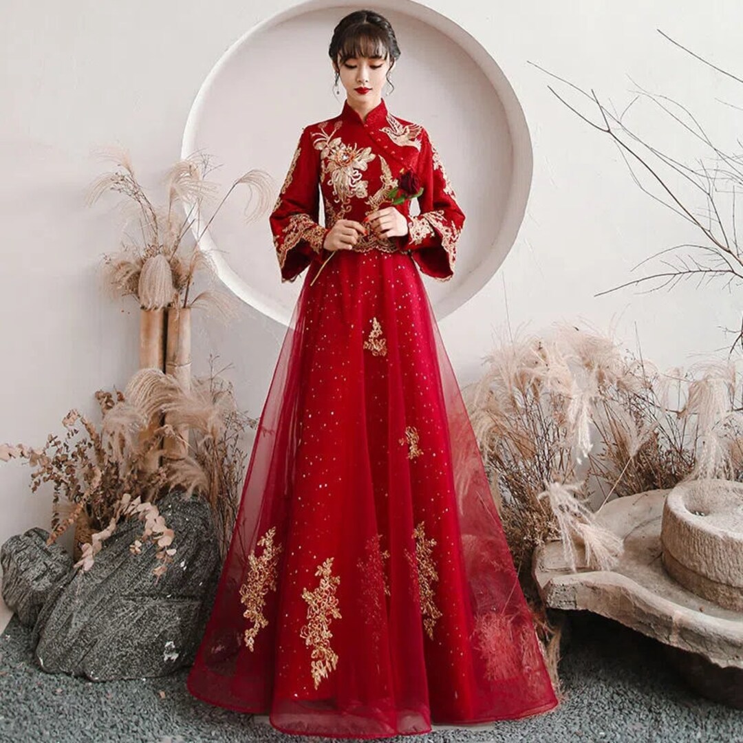 Vintage China Cheongsamgolden Sequins Chinese Wedding - Etsy UK