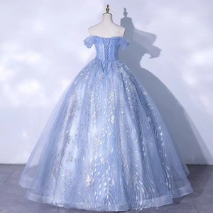 Fairy Dream Ball Gown,glitter Blue Wedding Dress,bridal Gown,ball Gown ...