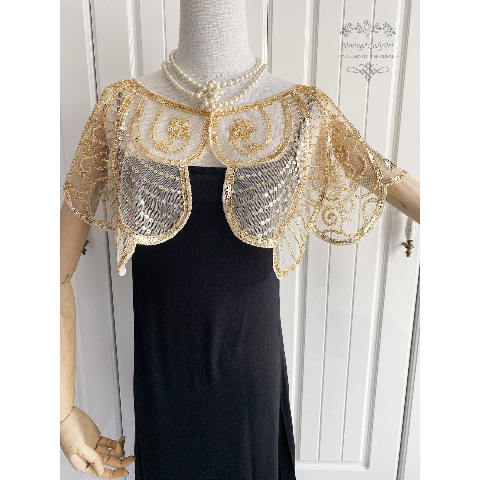 1920s sequin bridal shawl