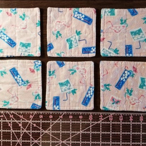 Cotton Flannel Cocktail Coasters - Set of 6