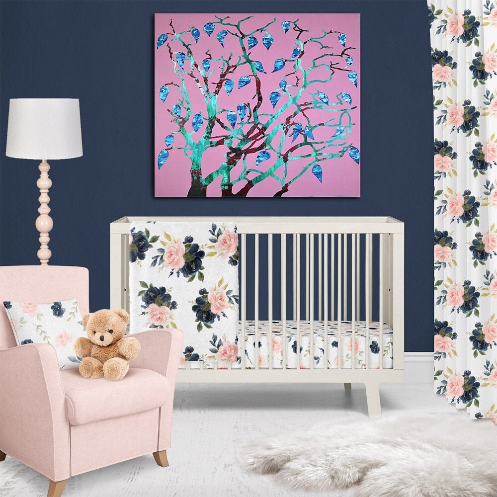 Baby Girl Room Wall Decor Pink Tree Painting On Canvas Acrylic Etsy
