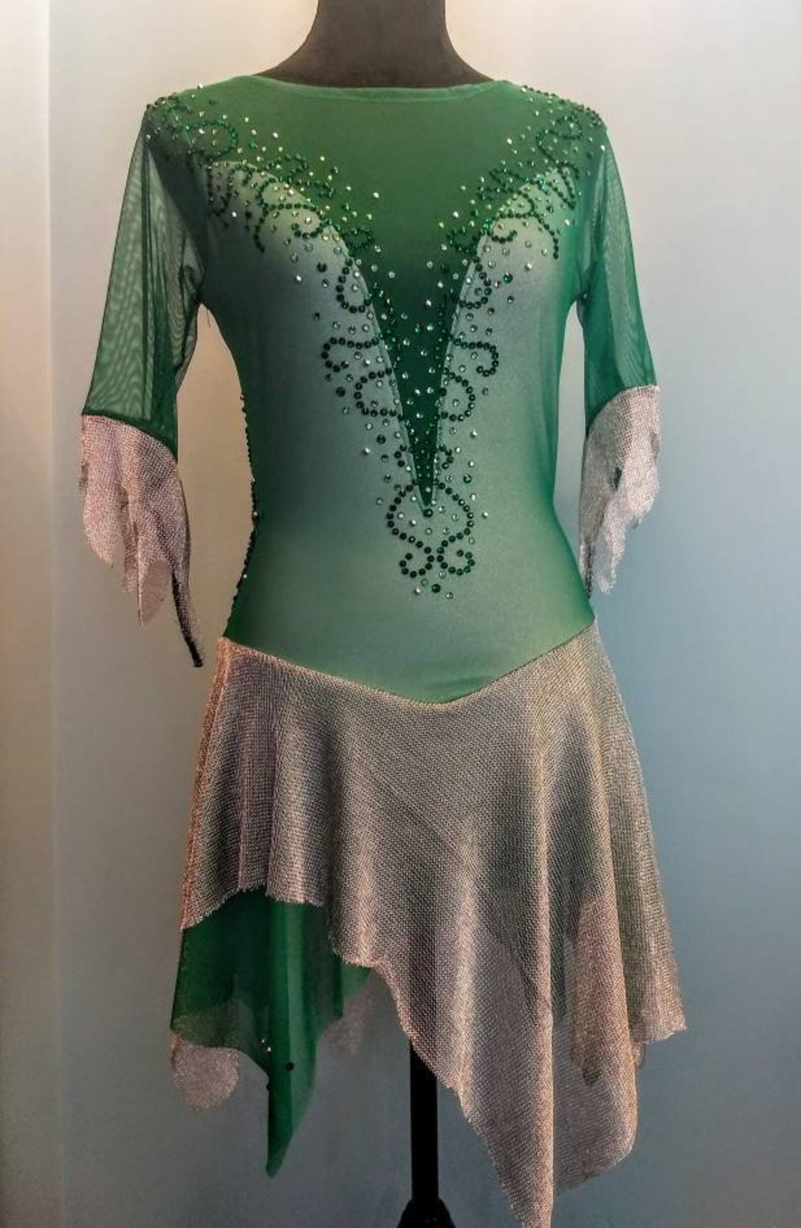 Green Figure Skating Dress w/ Beading Etsy