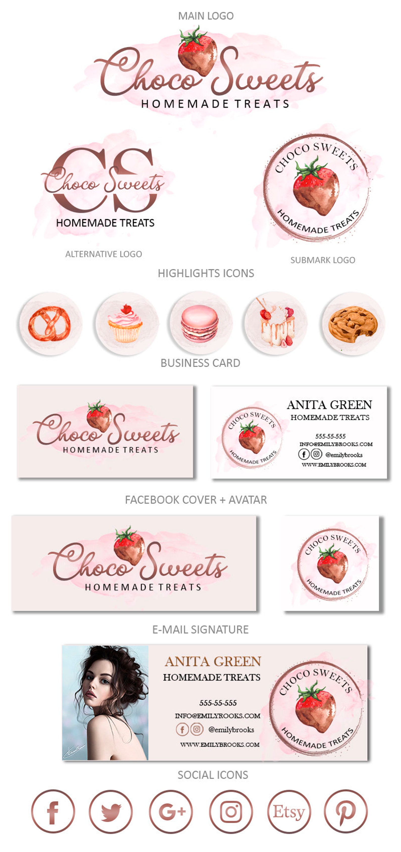 Chocolate Covered Strawberries Logo Design Strawberries Logo Etsy
