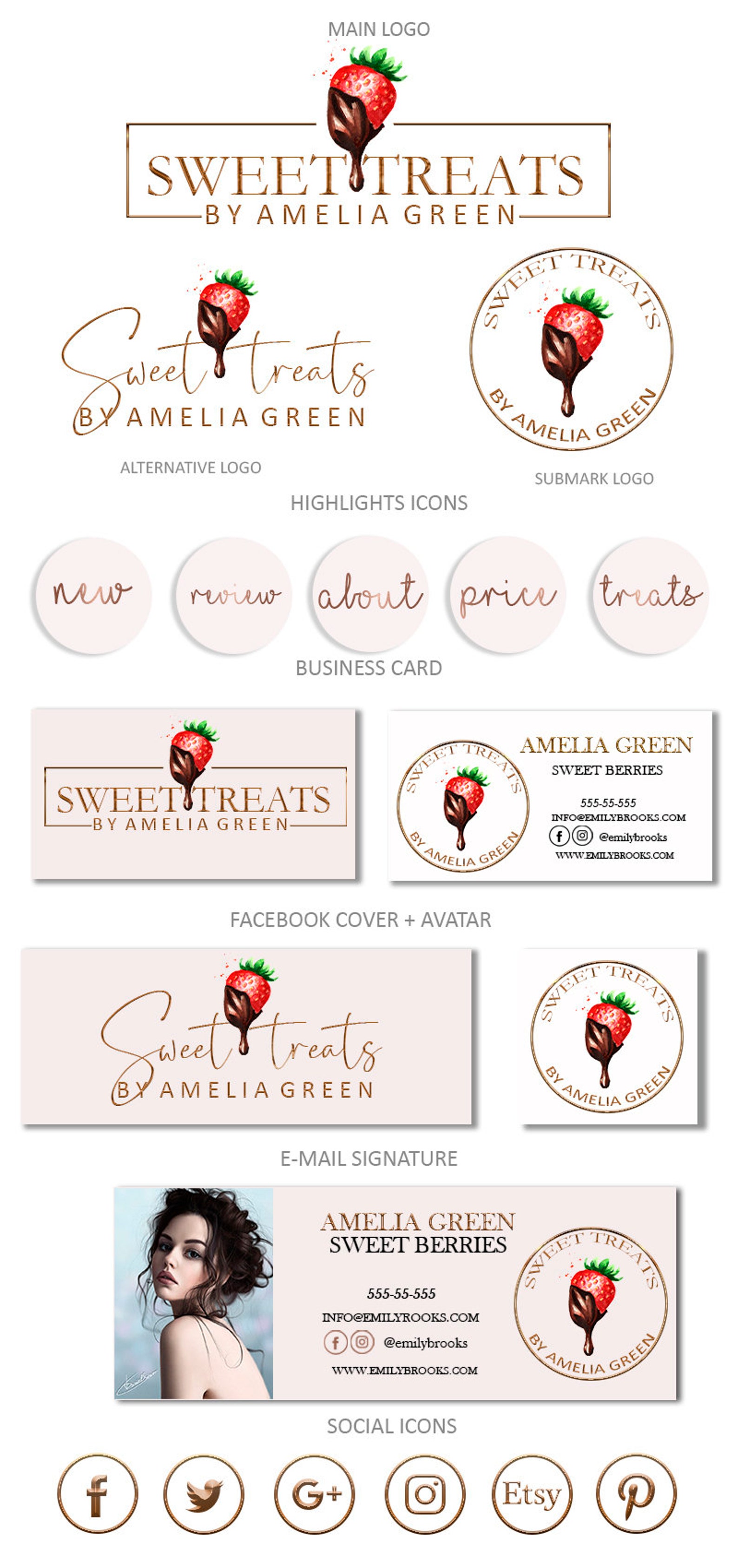 Chocolate Covered Strawberries Logo Design Strawberries Logo Etsy