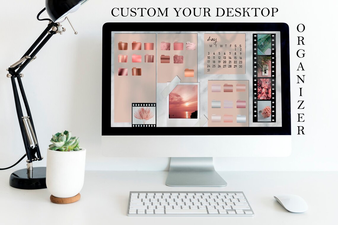 EDITABLE Desktop Wallpaper Organizer Calendar 2021 Desktop Etsy