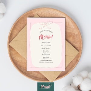 Ladies Who Lunch Menu | Cute Menu for Ladies Lunch | Girls Day Lunch Menu | Designer Menu